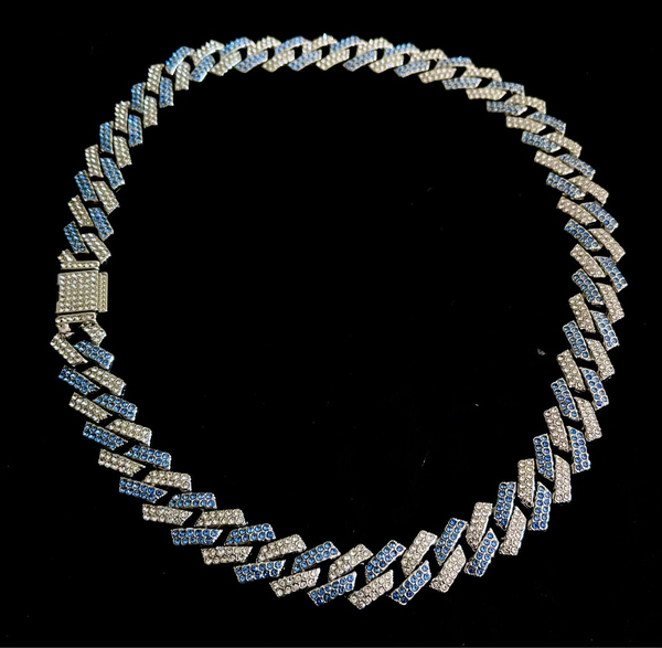 RICH BABY BLUE DIAMOND MIAMI CHAIN 14mm (Bakır)