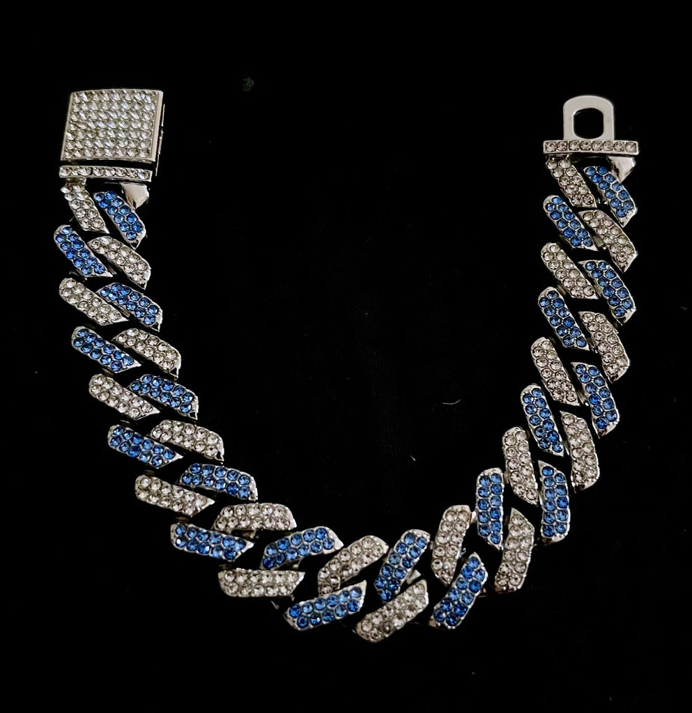 RICH BABY BLUE DIAMOND MIAMI BRACELET (Bakır)