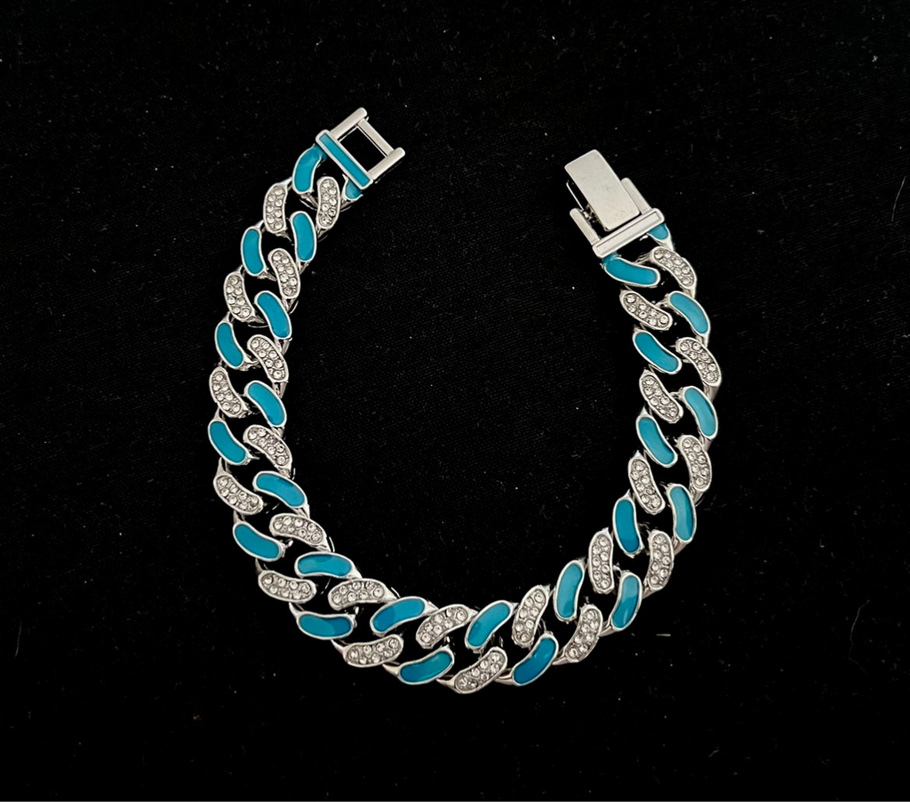 RICH PHOSPHOROUS BABY BLUE CUBAN BRACELET (Bakır)