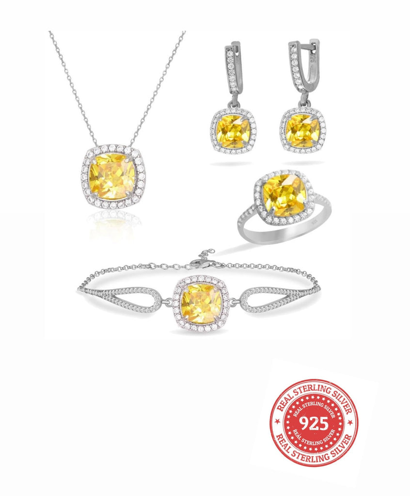 RICH HONEY DIAMOND SET (Gerçek Gümüş)