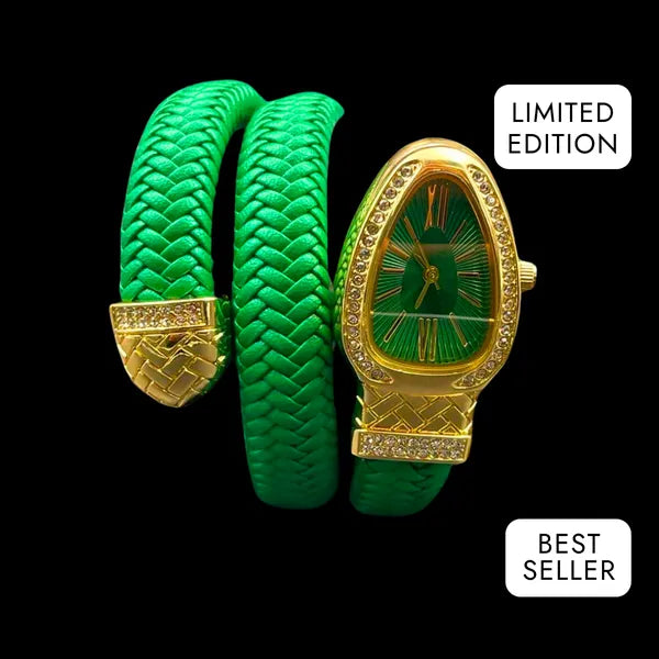 RICH GREEN GOLD SNAKE DIAMOND WATCH