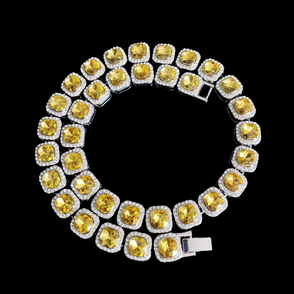 RICH GOLD DIAMOND BAGUETTE CHAIN 12mm (Ön Sipariş)