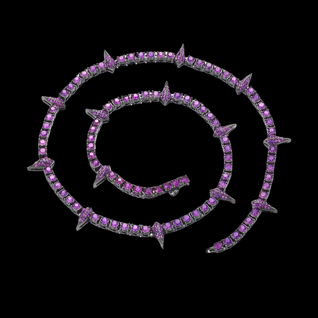 RICH PURPLE DIAMOND TENNIS CHAIN 4mm (Ön Sipariş)