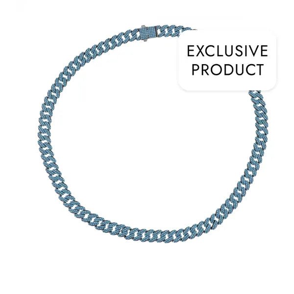 RICH 925k BABY BLUE CUBAN CHAIN 8mm (Gerçek Gümüş) - Richie Rich Design