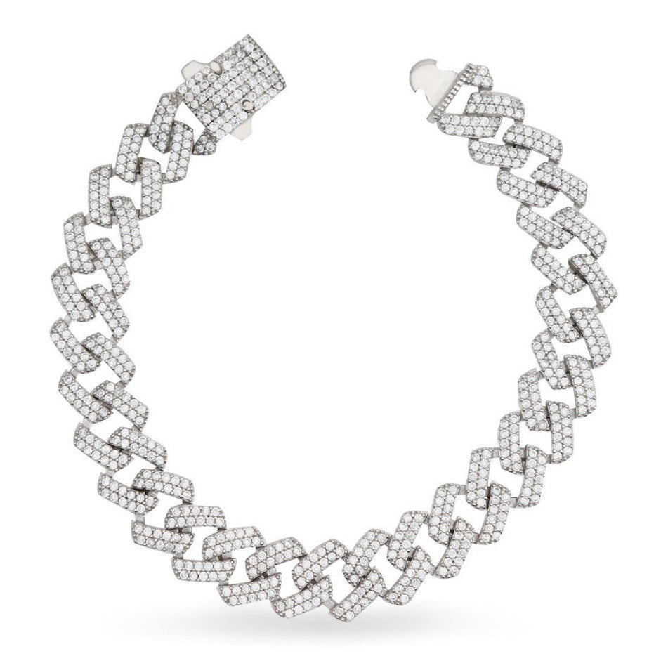 RICH 925k SILVER DIAMOND MIAMI BRACELET 12mm (Gerçek Gümüş) - Richie Rich Design