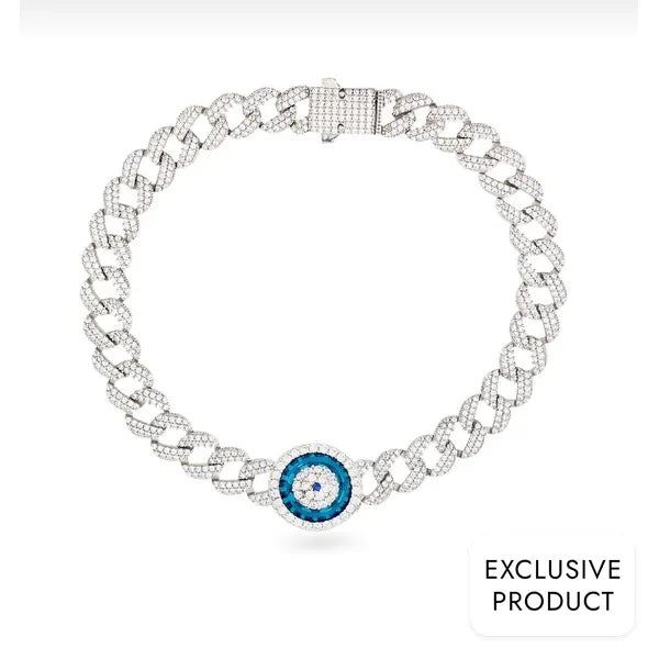 RICH 925k SILVER EYE CUBA BRACELET (925K REAL SILVER)