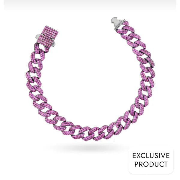 RICH 925k SILVER RUBY CUBA BRACELET (925K REAL SILVER) - Richie Rich Design