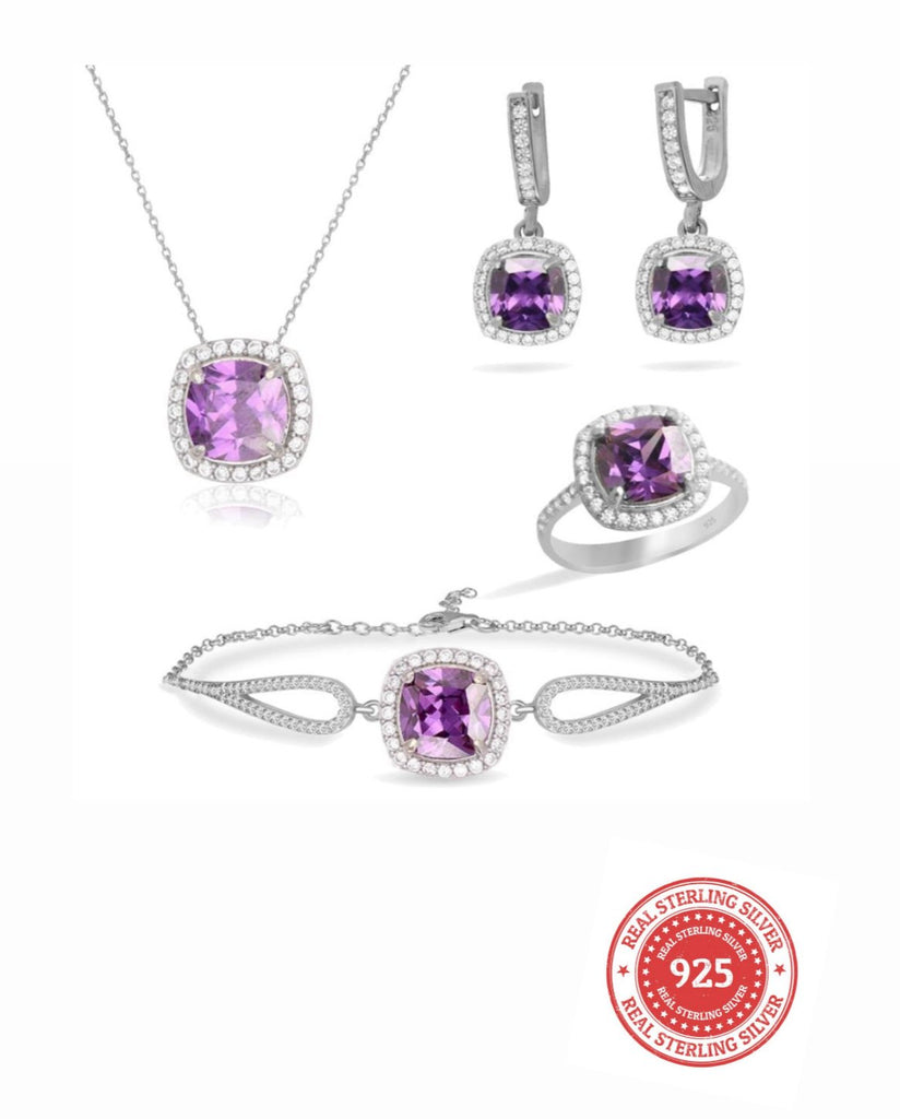 RICH AMETİST DIAMOND SET (Gerçek Gümüş) - Richie Rich Design