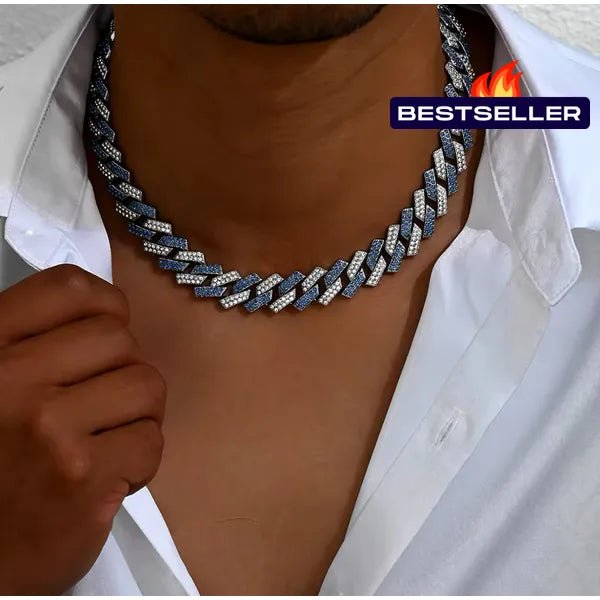 RICH BABY BLUE DIAMOND MIAMI CHAIN 14mm (Bakır) - Richie Rich Design